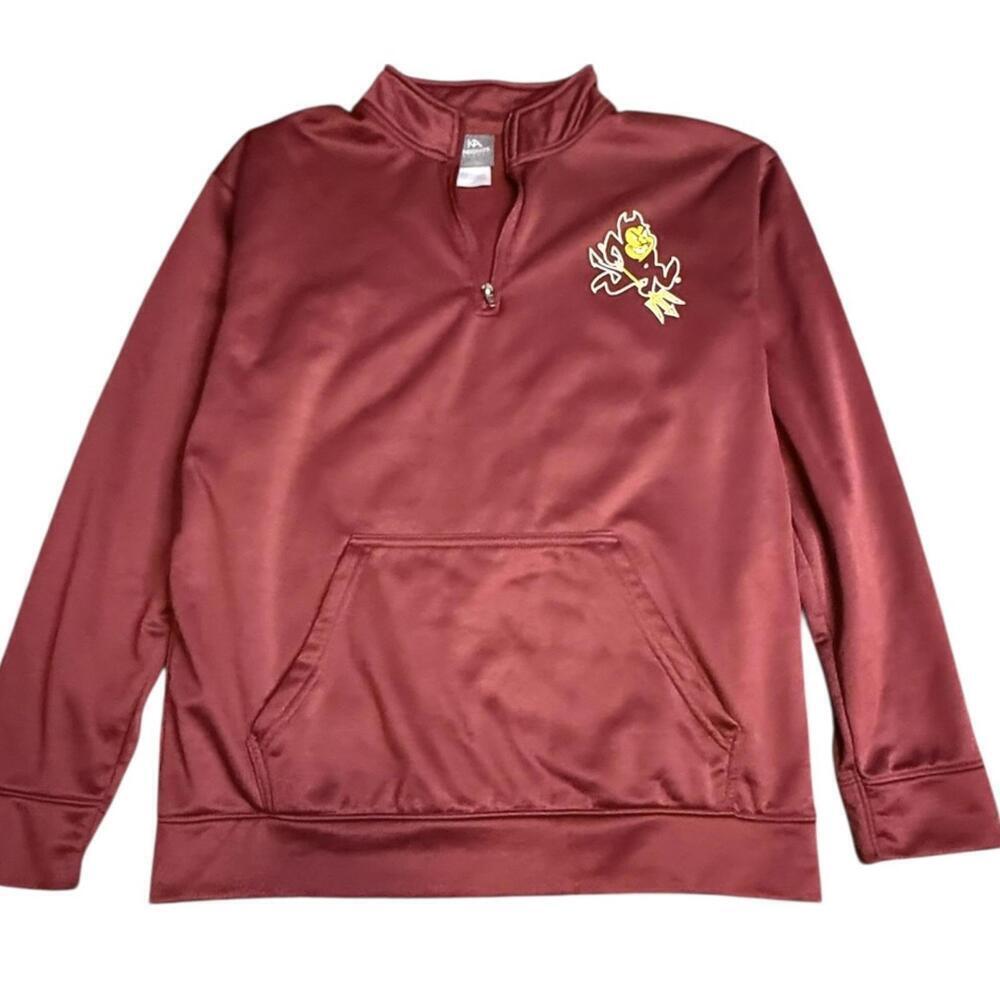 ASU Sun Devils Knights Apparel Maroon Quarter Zip Pullover Sweatshirt L